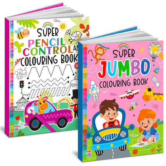 Super Pencil Control & Jumbo Coloring Books Combo | 2-in-1 Activity Set for Kids