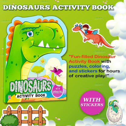Die-Cut Dinosaurs Activity Book | Dinosaur Sticker Activity Book for Kids | Creative Learning & Play Book