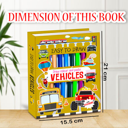 Draw, Colour & Paste – Vehicles | How to Draw Activity Book for Kids | Vehicle Drawing & Colouring Book