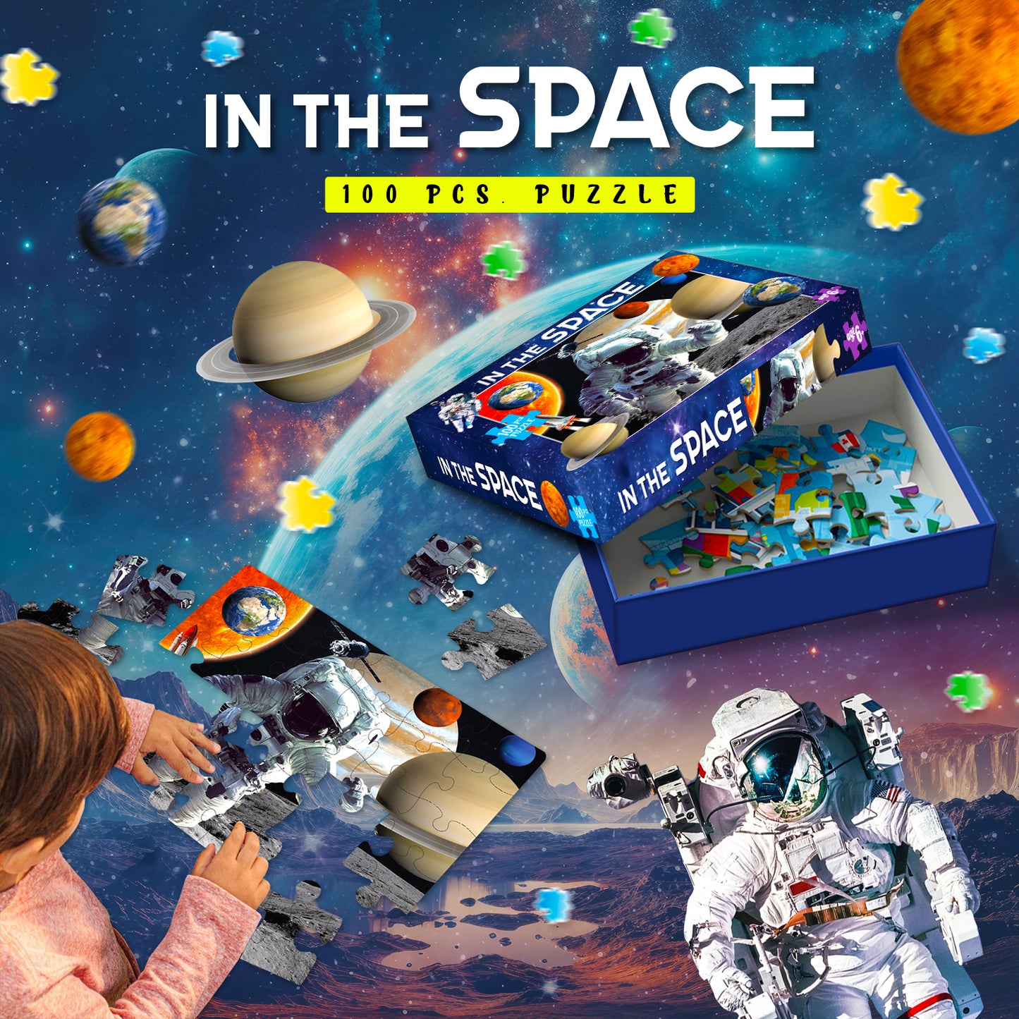 In the Space Puzzle Box | 100 Piece Jigsaw Puzzle for Kids
