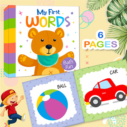 First Words Bath Book | Waterproof Soft Bath Book for Babies & Toddlers | Interactive Early Learning Book