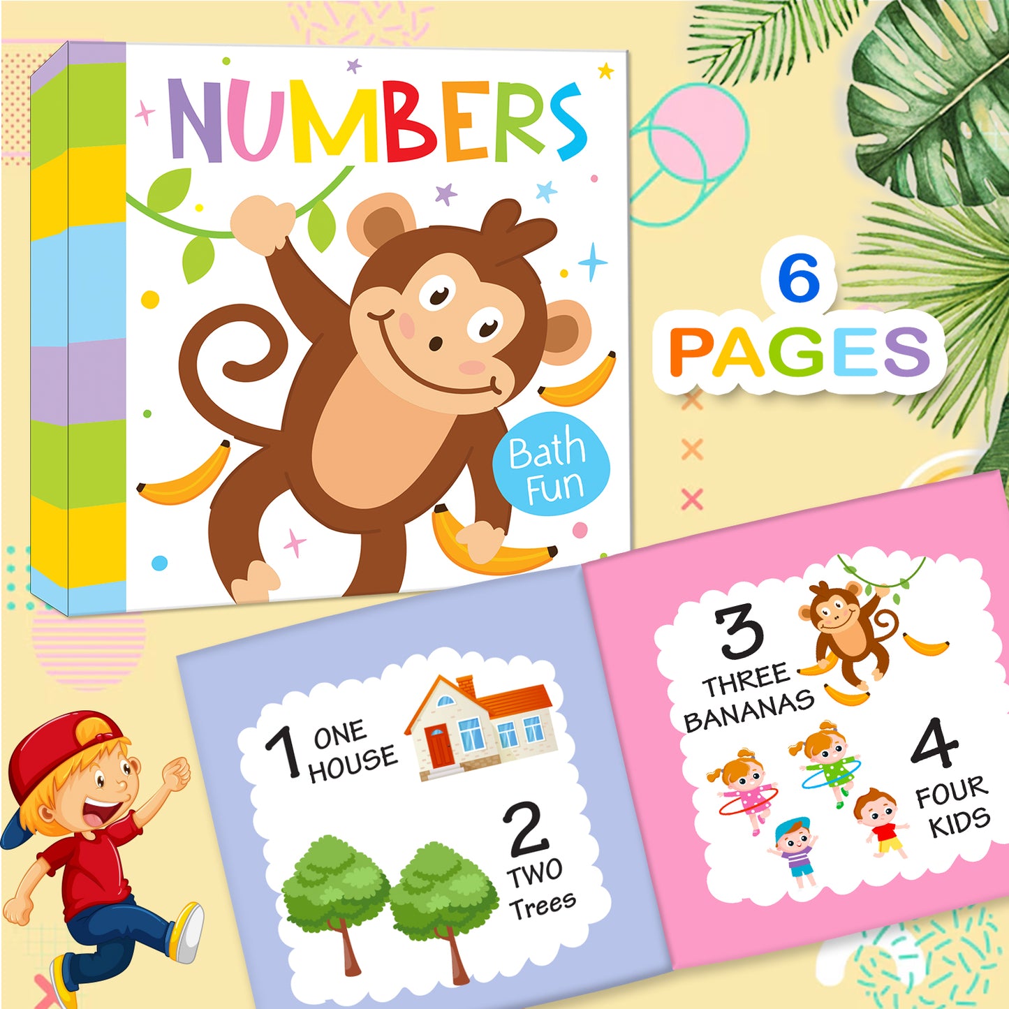 Number Bath Book | Waterproof Soft Bath Book for Babies & Toddlers | Interactive Number Learning Book