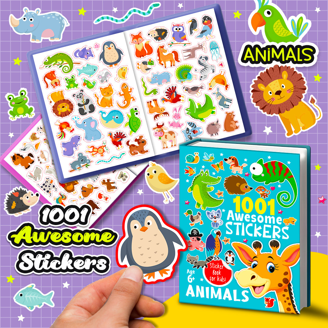 1001 Awesome Stickers – Animals | Mega Sticker Activity Book for Kids | Creative Play & Fun Learning