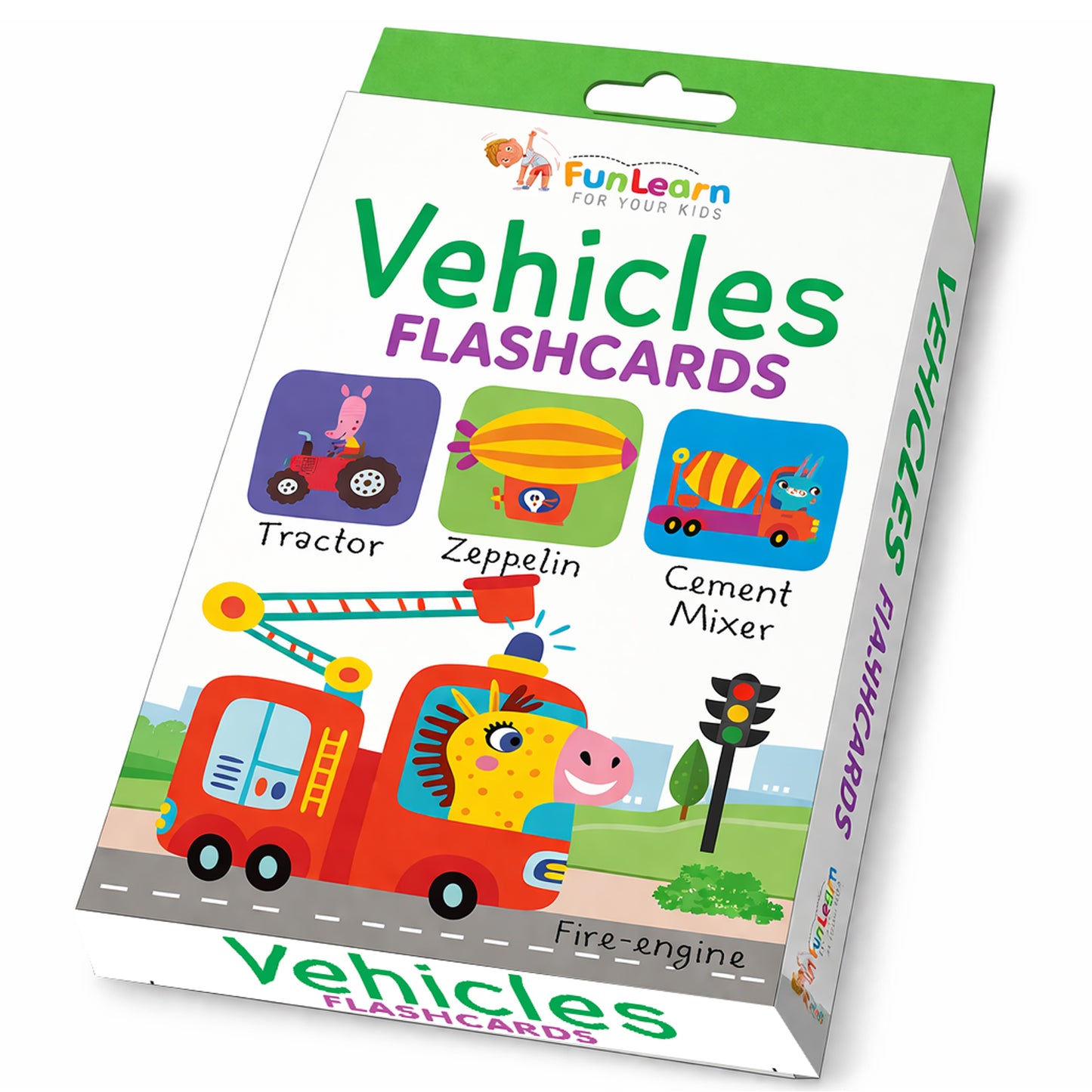 Vehicles Flash Cards box with cards spread out
