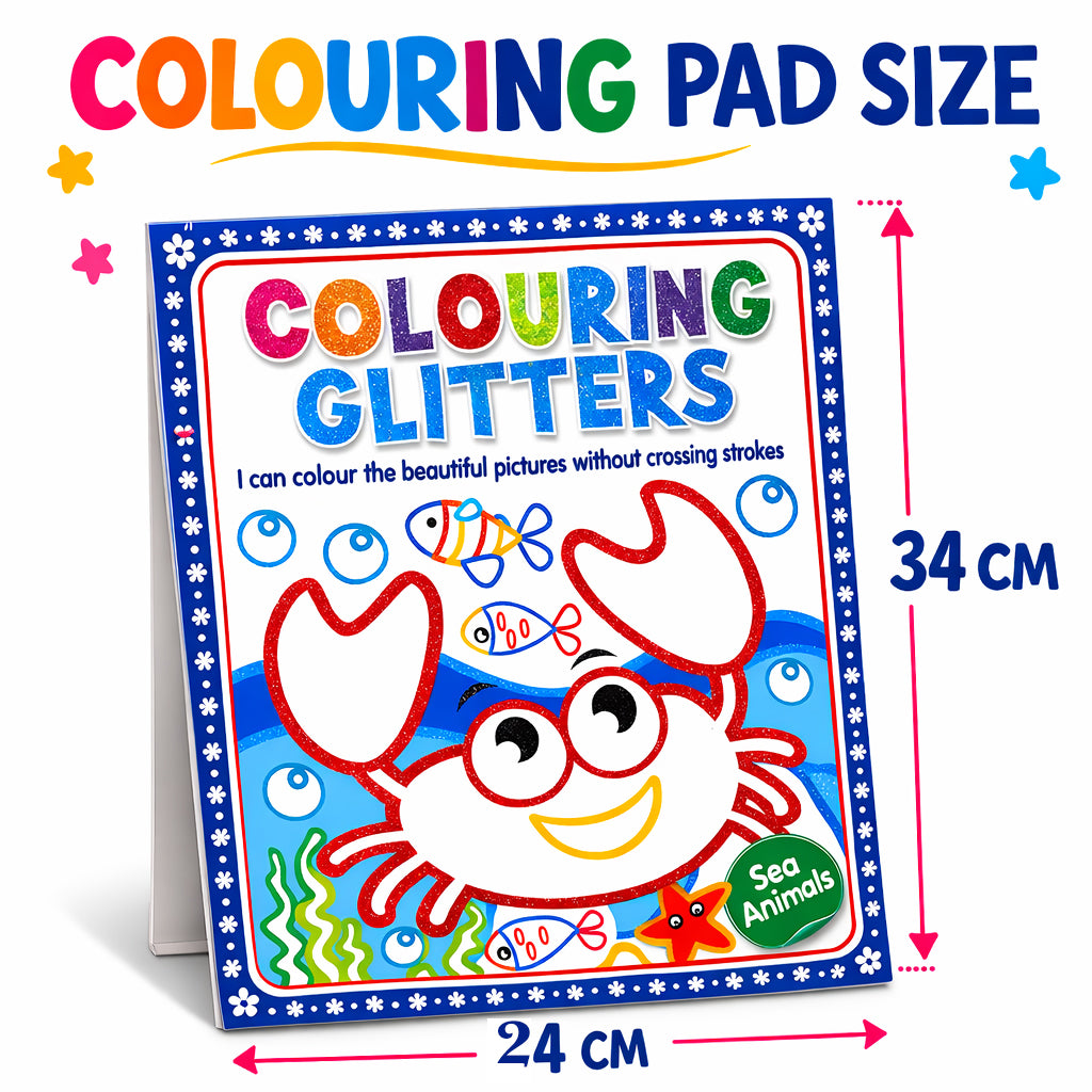 Colouring Glitters – Sea Animals | Glitter Coloring Book for Kids | Sparkling Ocean Animal Activity Book