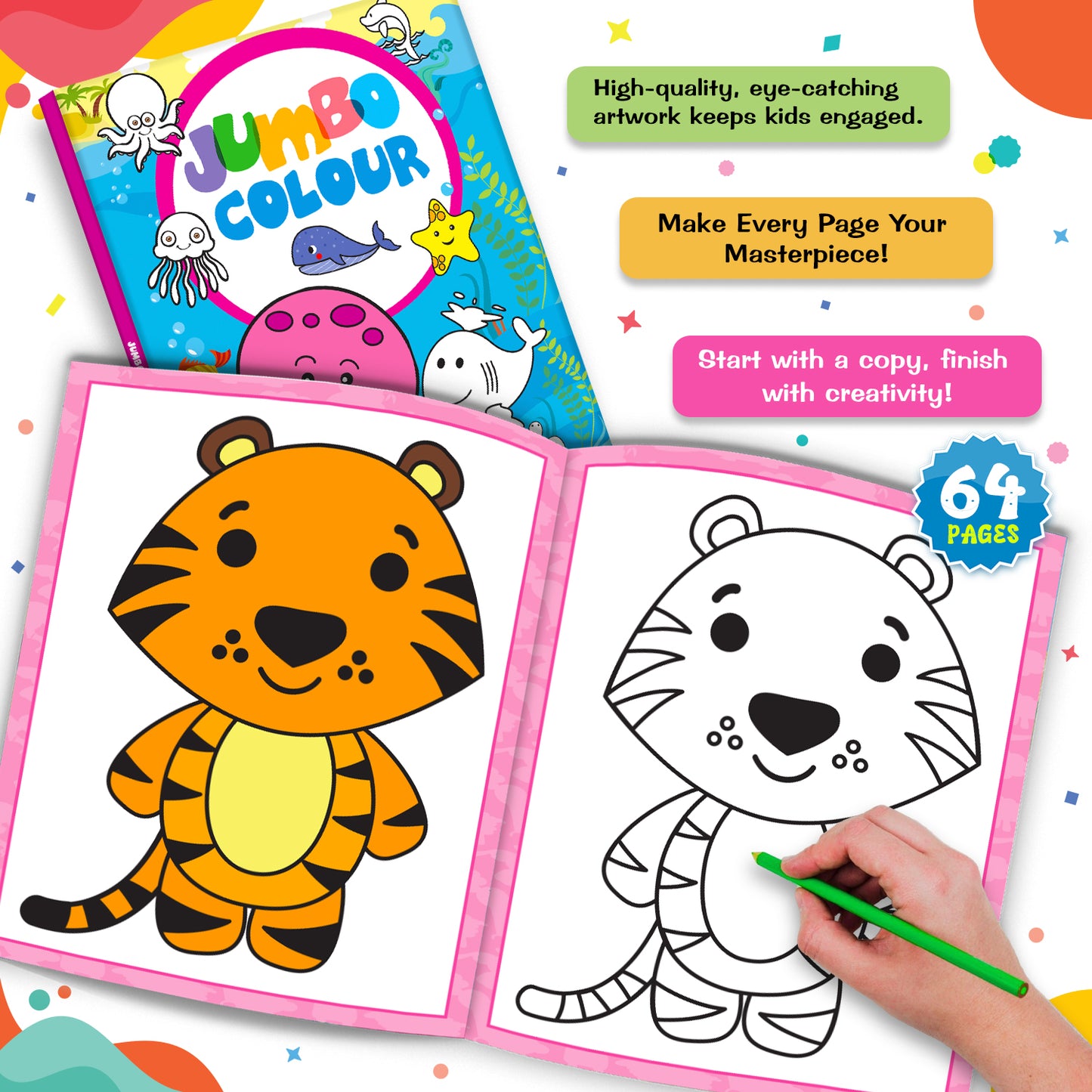 Jumbo Color – Sea Life | Jumbo Sea Animals Coloring Book for Kids | Ocean Coloring Activity Book