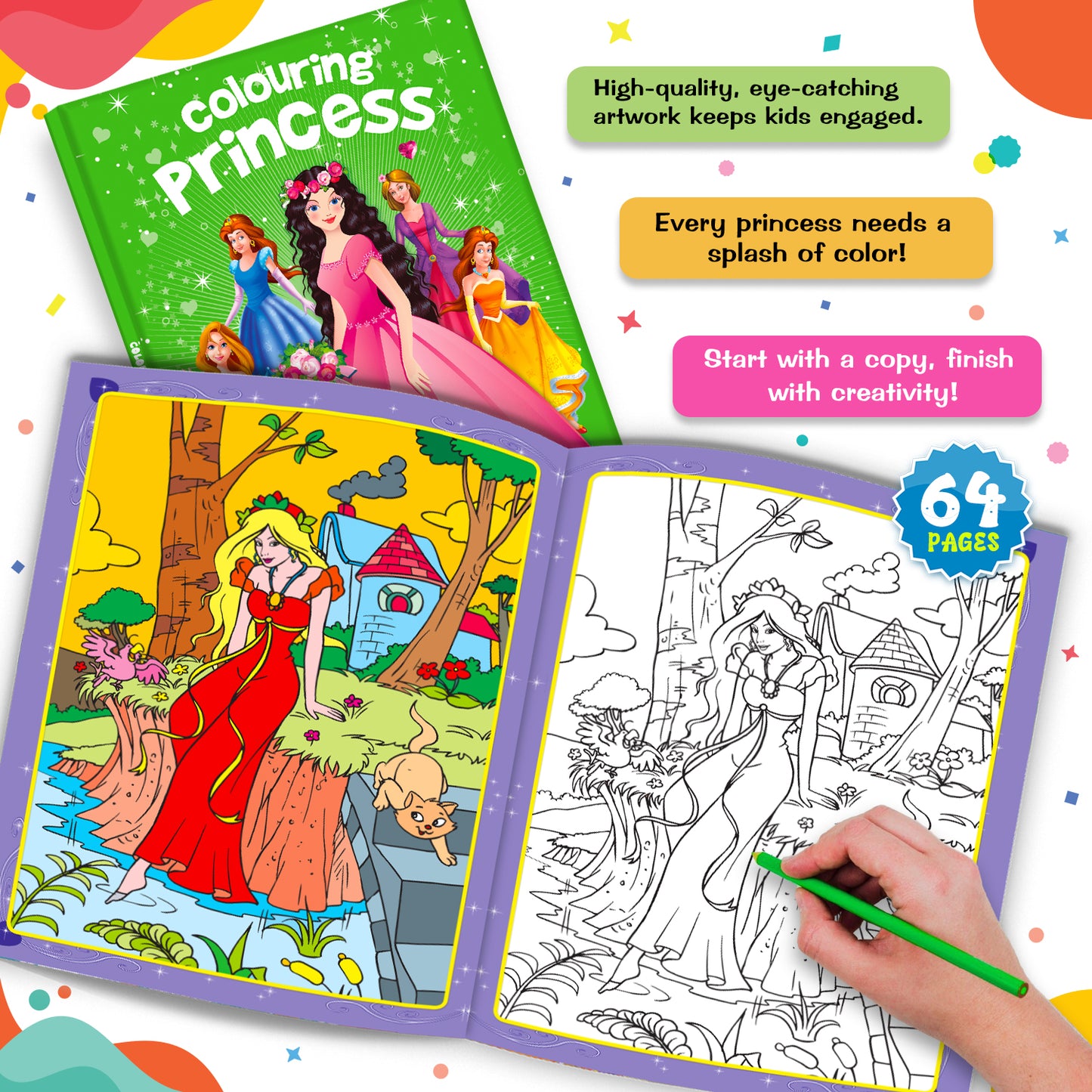 Colouring Book – Green Edition | Fun Coloring Activity Book for Kids | Creative Learning Book