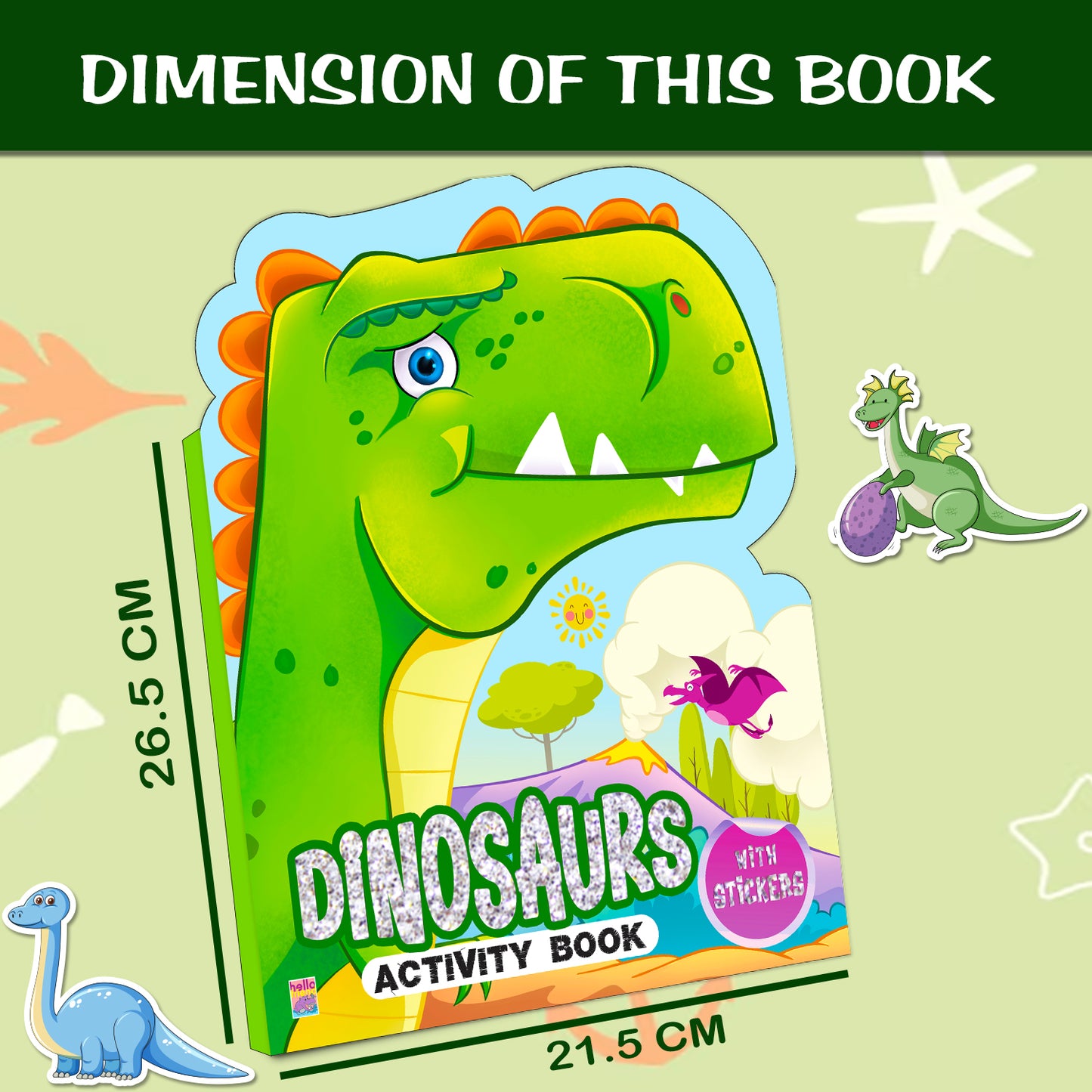 Die-Cut Dinosaurs Activity Book | Dinosaur Sticker Activity Book for Kids | Creative Learning & Play Book