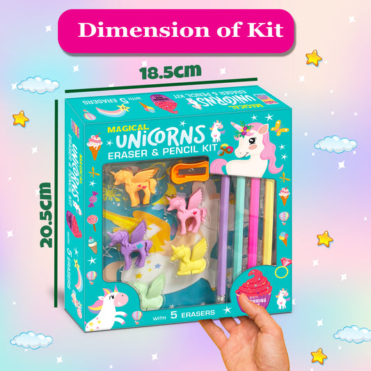 Magical unicorns eraser & pencil kit