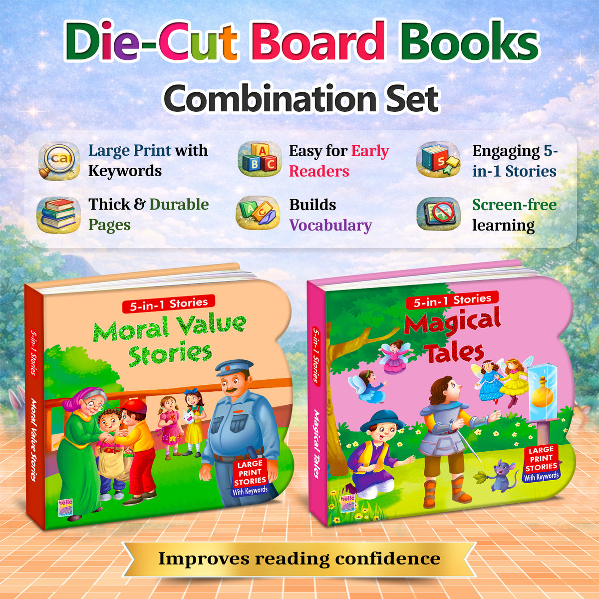 Moral Value Stories + Magical Tales | 2-Book Story Combo for Kids 3+