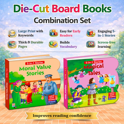 Moral Value Stories + Magical Tales | 2-Book Story Combo for Kids 3+