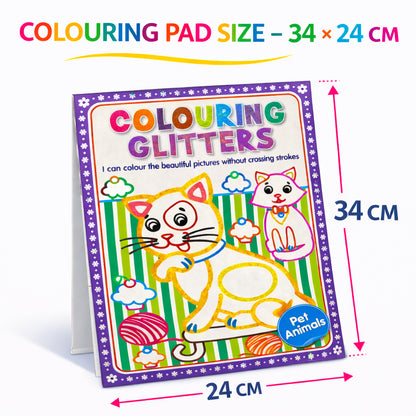 Colouring Glitters – Pet Animals | Glitter Coloring Book for Kids | Sparkling Animal Activity Book