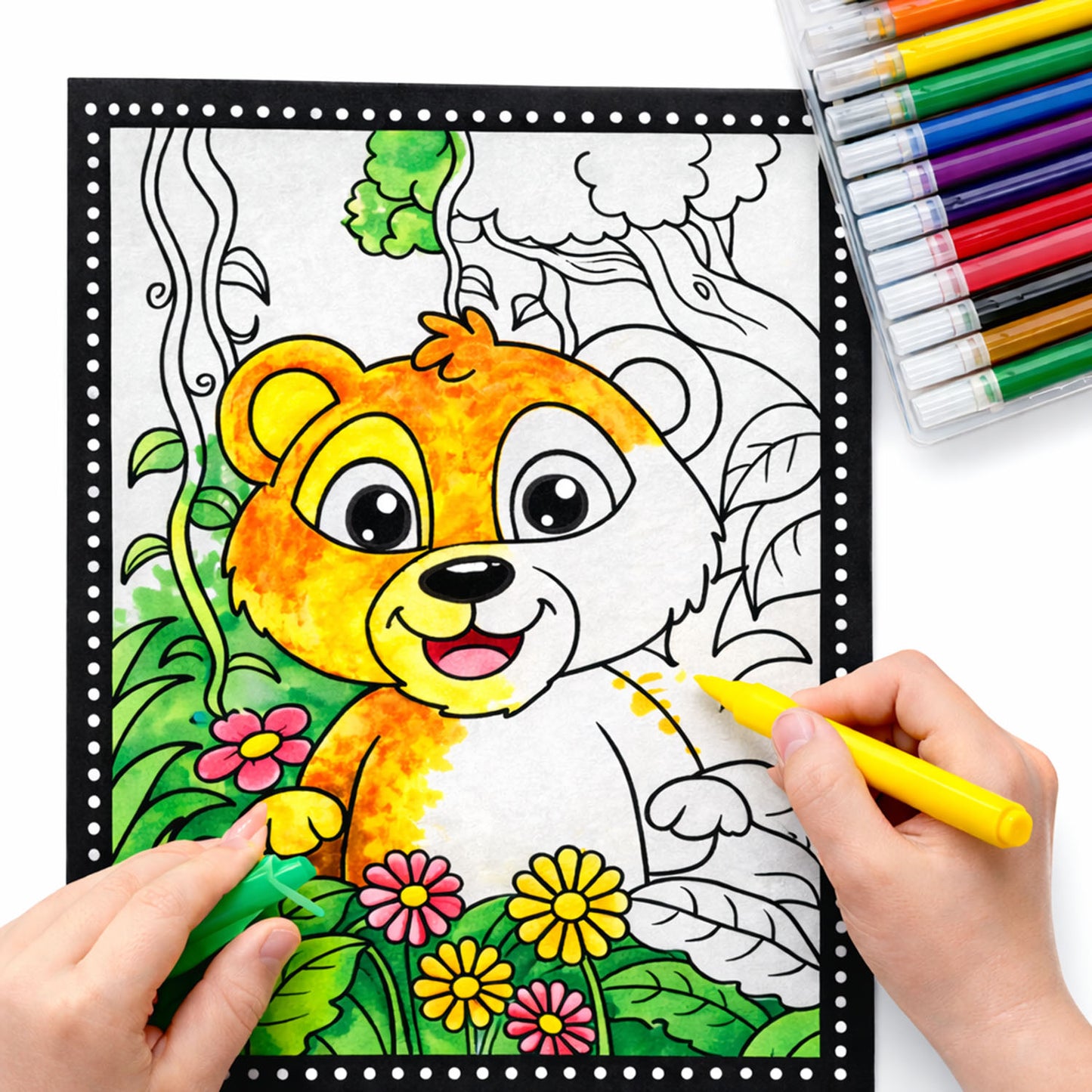 3D Velvet Board – Bear | Velvet Coloring Board for Kids | Mess-Free Art & Craft Activity