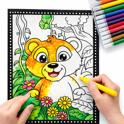 3D Velvet Board – Bear | Velvet Coloring Board for Kids | Mess-Free Art & Craft Activity