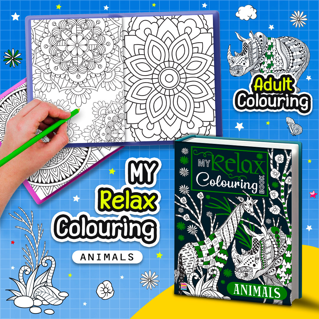 My Relax Colouring Book – Animals | Stress Relief Coloring Book for Kids | Animal-Themed Creative Activity Book