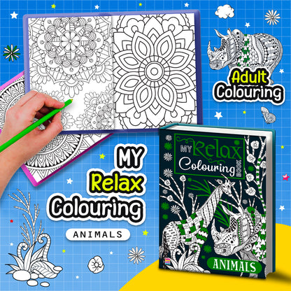 My Relax Colouring Book – Animals | Stress Relief Coloring Book for Kids | Animal-Themed Creative Activity Book