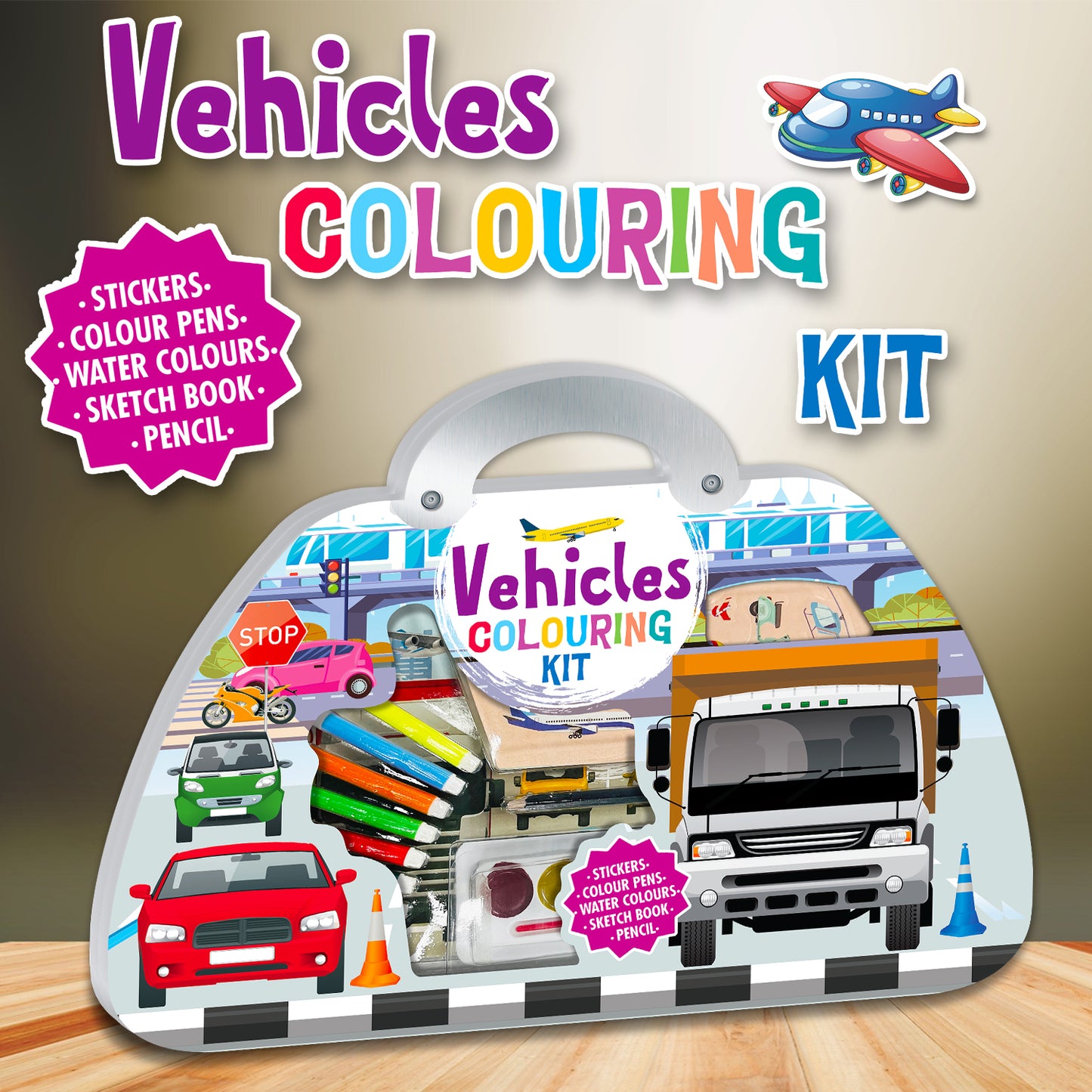 Vehicle Colouring Kit | Vehicle Coloring & Creative Activity Kit for Kids | Fun Transport Art & Learning Kit