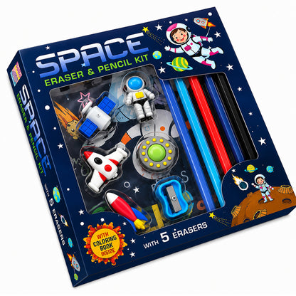 Space Eraser & Pencil Kit - Box top view