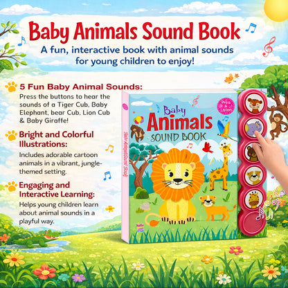 Baby Animals Sound Book | 5 Button Interactive Board Book for Kids