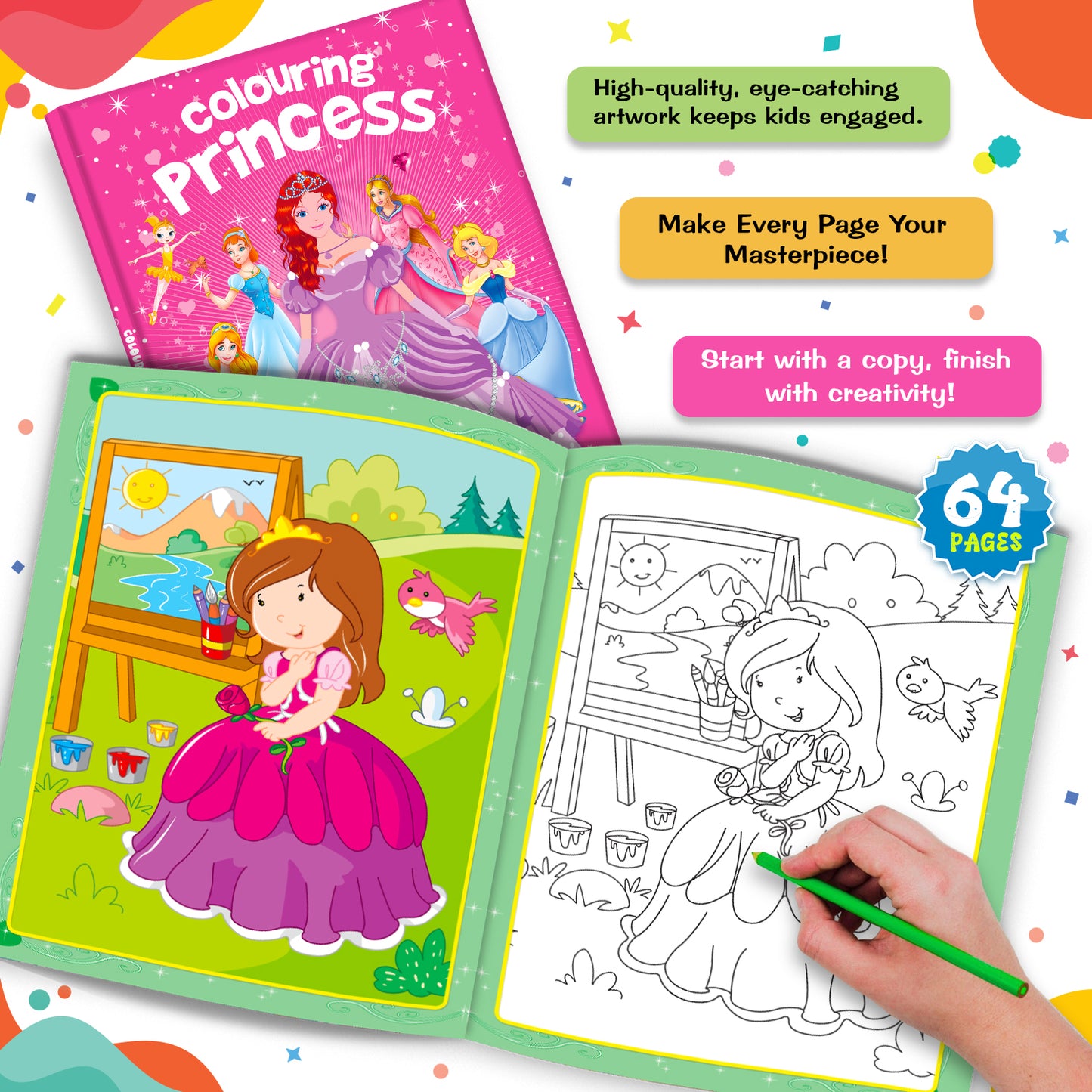 Colouring Book – Pink Edition | Fun Coloring Activity Book for Kids | Creative Learning Book