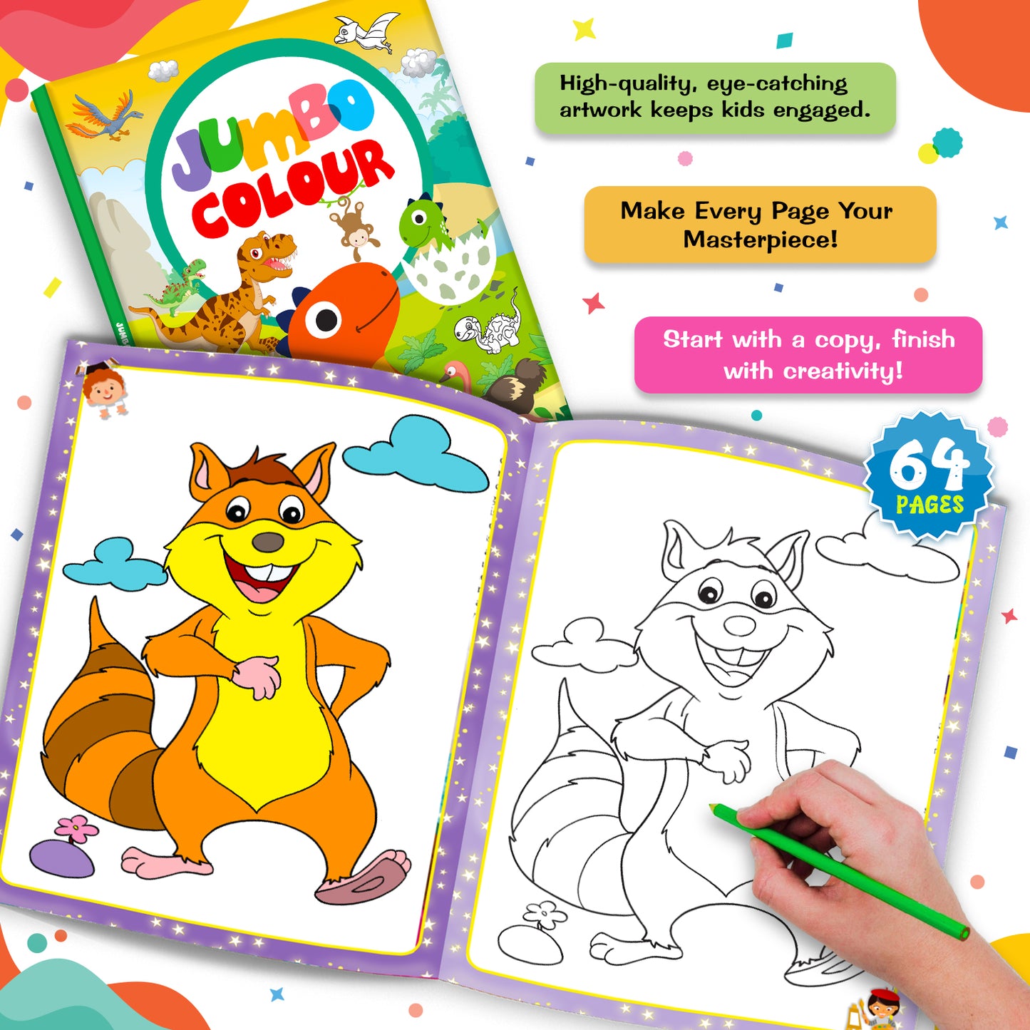 Jumbo Color – Dinosaurs | Jumbo Dinosaur Coloring Book for Kids | Big Prehistoric Activity Book