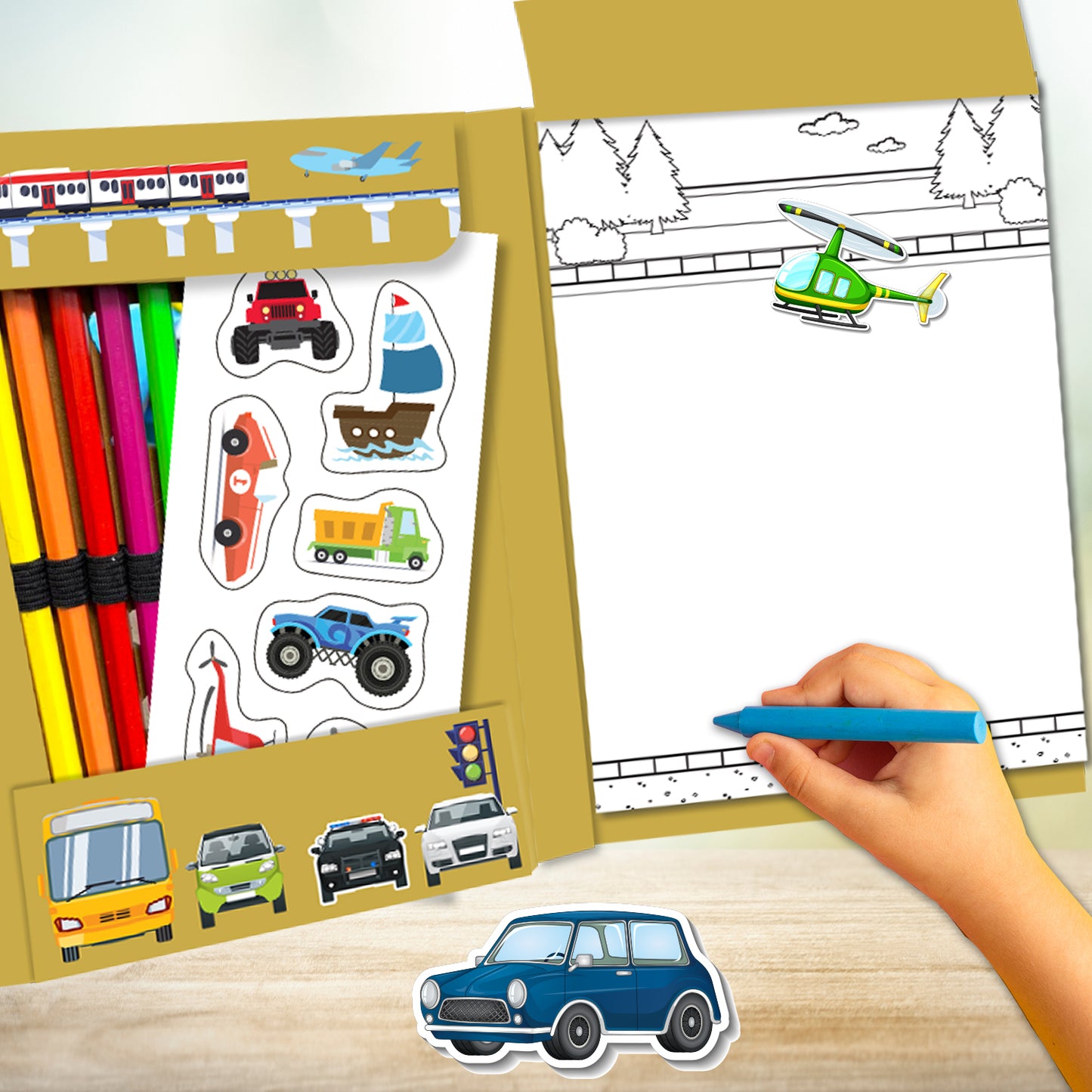Draw, Colour & Paste – Vehicles | How to Draw Activity Book for Kids | Vehicle Drawing & Colouring Book