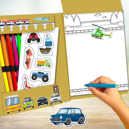 Draw, Colour & Paste – Vehicles | How to Draw Activity Book for Kids | Vehicle Drawing & Colouring Book