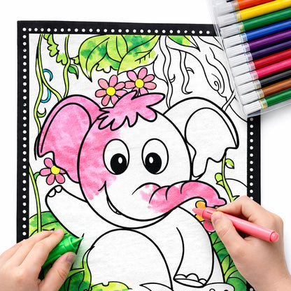 3D Velvet Board – Elephant | Velvet Coloring Board for Kids | Mess-Free Art & Craft Activity