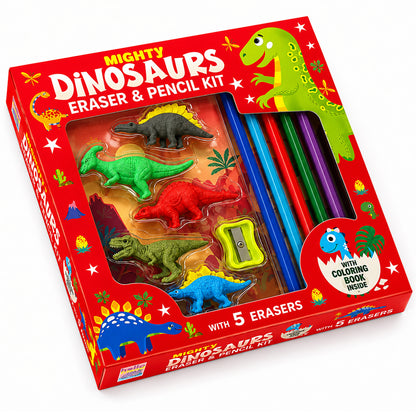 Mighty Dinosaurs Eraser & Pencil Kit - Kit contents