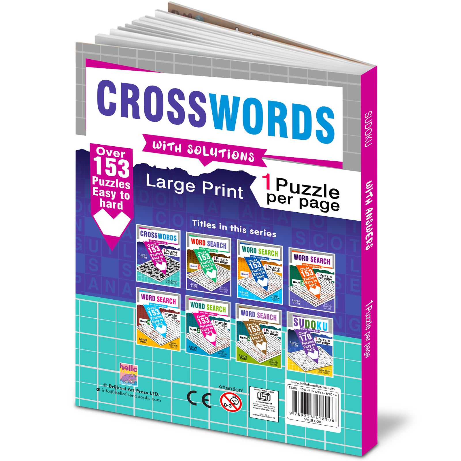 Crossword Puzzles Book with Solutions - Engaging Puzzle Feature
