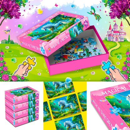 Magical Unicorn Puzzle Box | 100 Piece Jigsaw Puzzle for Kids