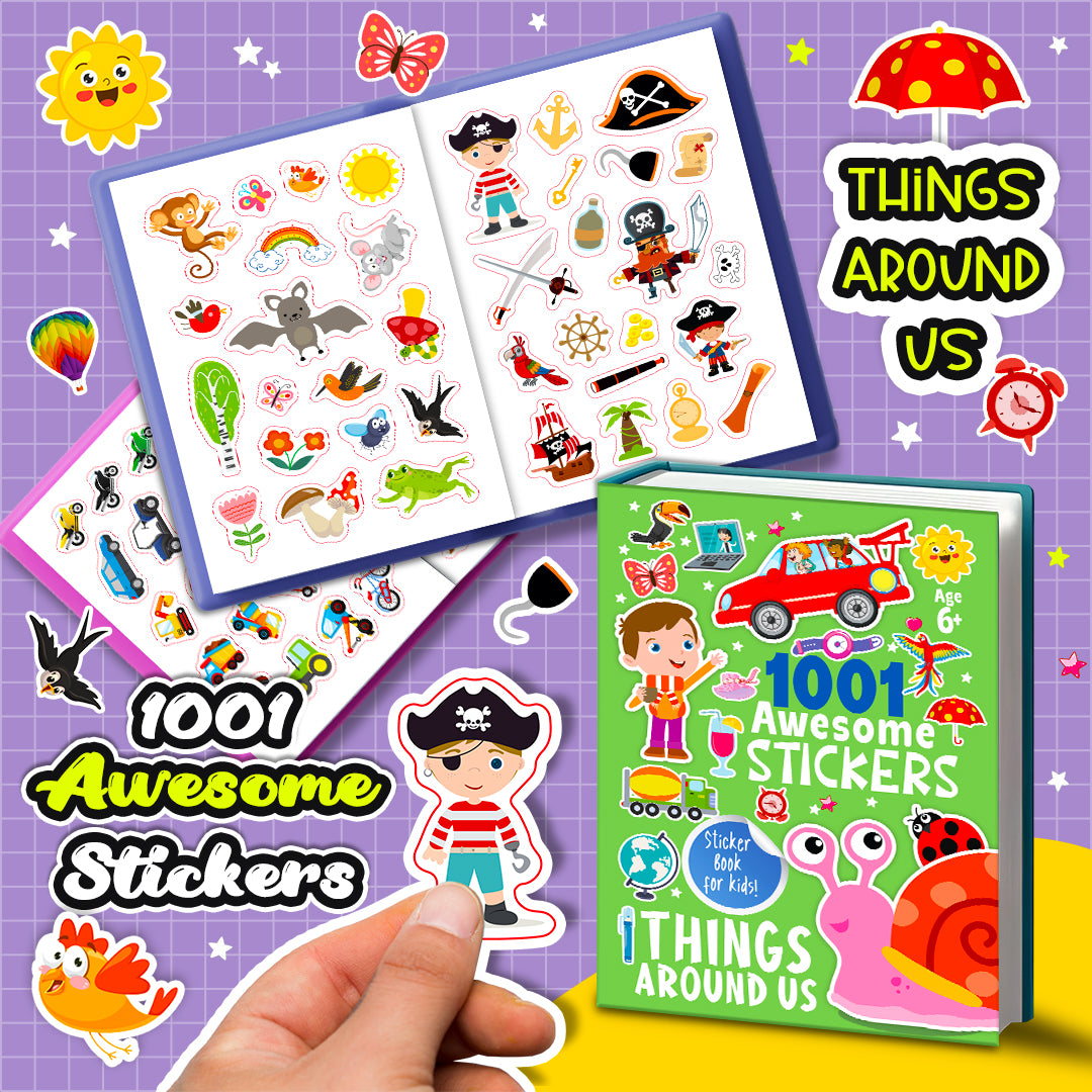 1001 Awesome Stickers – Things Around Us | Mega Sticker Activity Book for Kids | Creative Play & Fun Learning