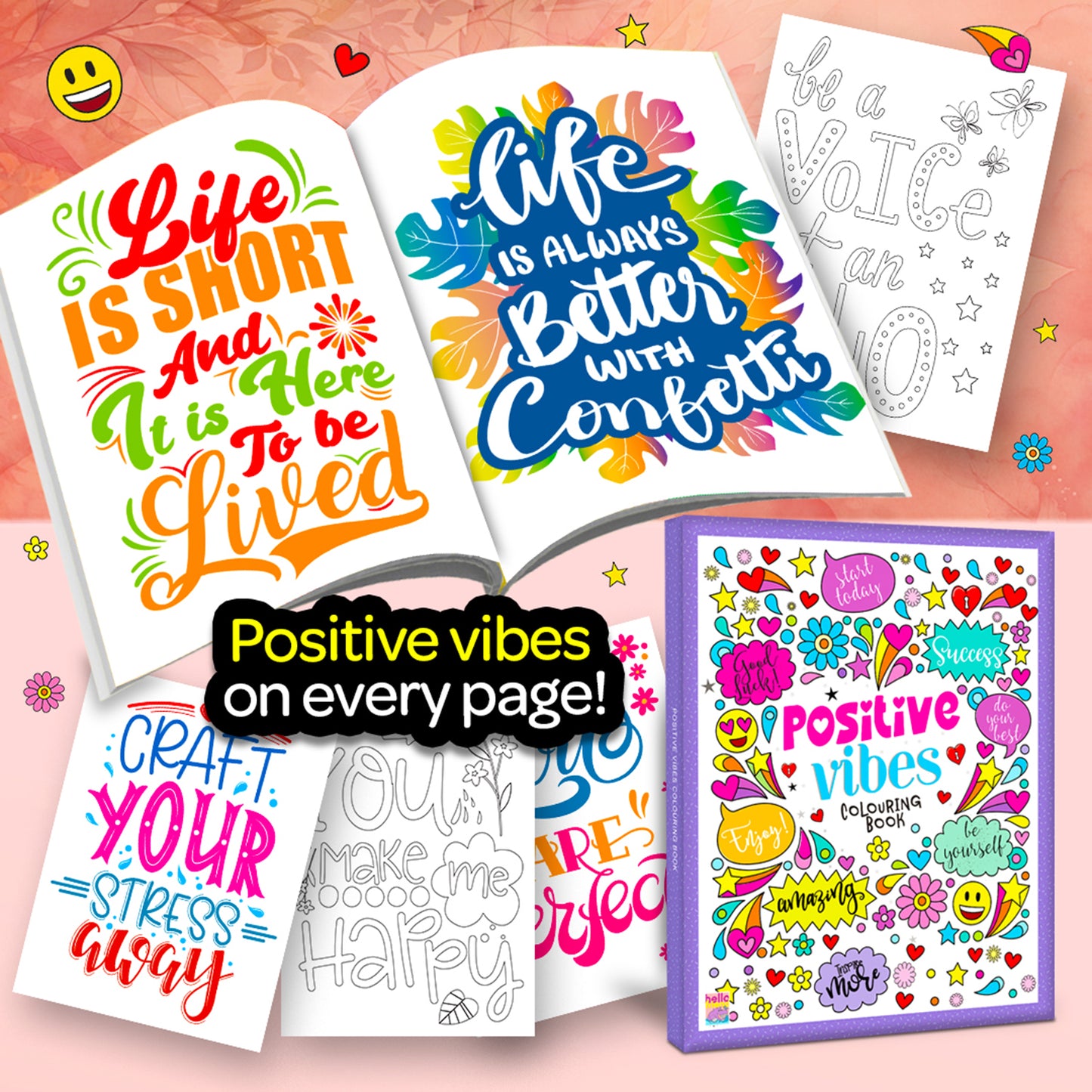 Positive Vibes Motivation Creative Coloring Book for Calmness and Stress Relief