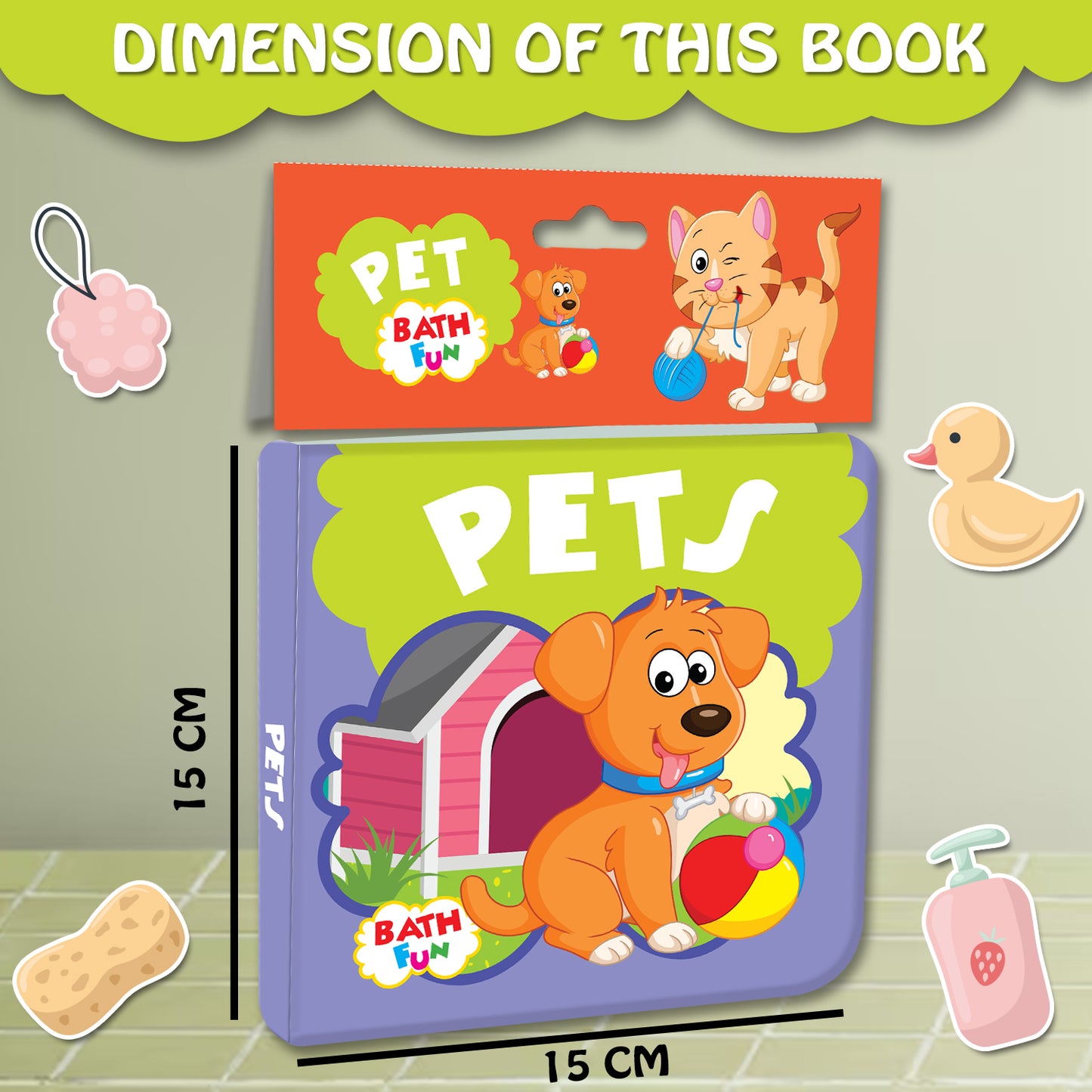 Pets Bath Book | Waterproof Soft Bath Book for Babies & Toddlers | Interactive Pet Animals Learning Book