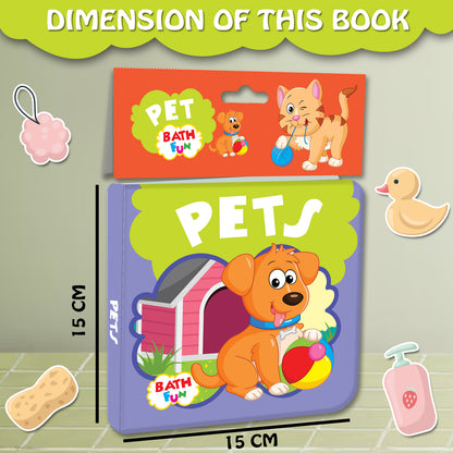 Pets Bath Book | Waterproof Soft Bath Book for Babies & Toddlers | Interactive Pet Animals Learning Book