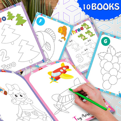 My First Copy to Colour Big Collection – 10 Books Set | Copy & Color Activity Book Set for Kids | Early Learning Collection