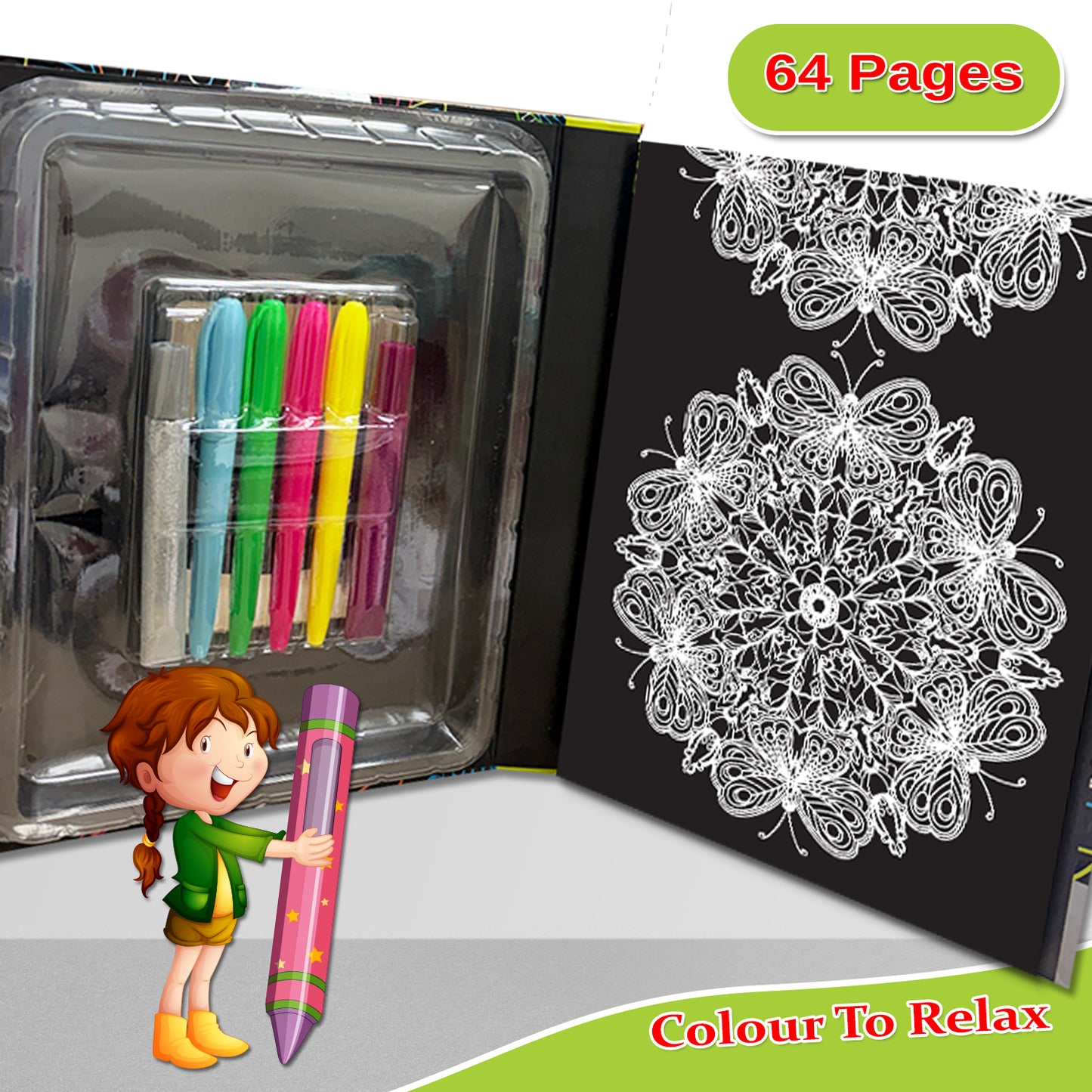 Neon Colouring Pack | Neon Coloring & Creative Activity Kit for Kids | Bright Art & Learning Kit