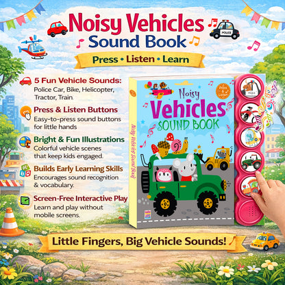 Noisy Vehicles Sound Book | Interactive Board Book for Kids