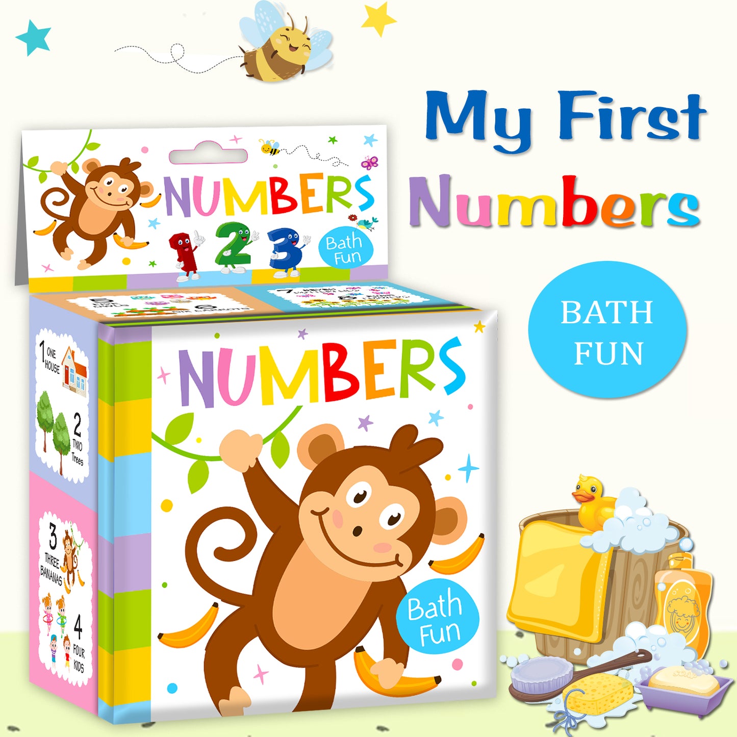 Number Bath Book | Waterproof Soft Bath Book for Babies & Toddlers | Interactive Number Learning Book