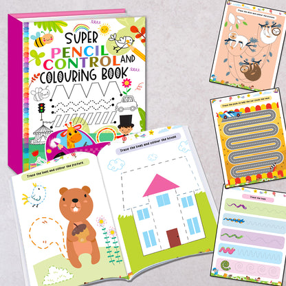 Super Pencil Control and Colouring Book | Pencil Tracing & Coloring Activity Book for Kids | Early Learning Workbook
