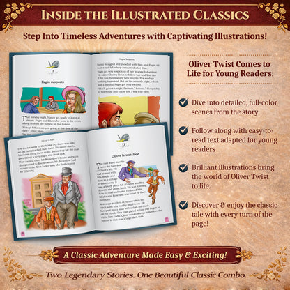 Illustrated Classics Story Book Combo | The Jungle Book & Oliver Twist | 2 Books for Kids 6+