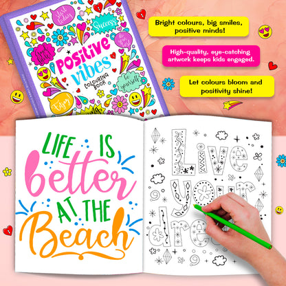 Positive Vibes Motivation Creative Coloring Book for Calmness and Stress Relief