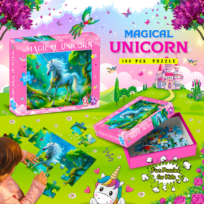 Magical Unicorn Puzzle Box | 100 Piece Jigsaw Puzzle for Kids
