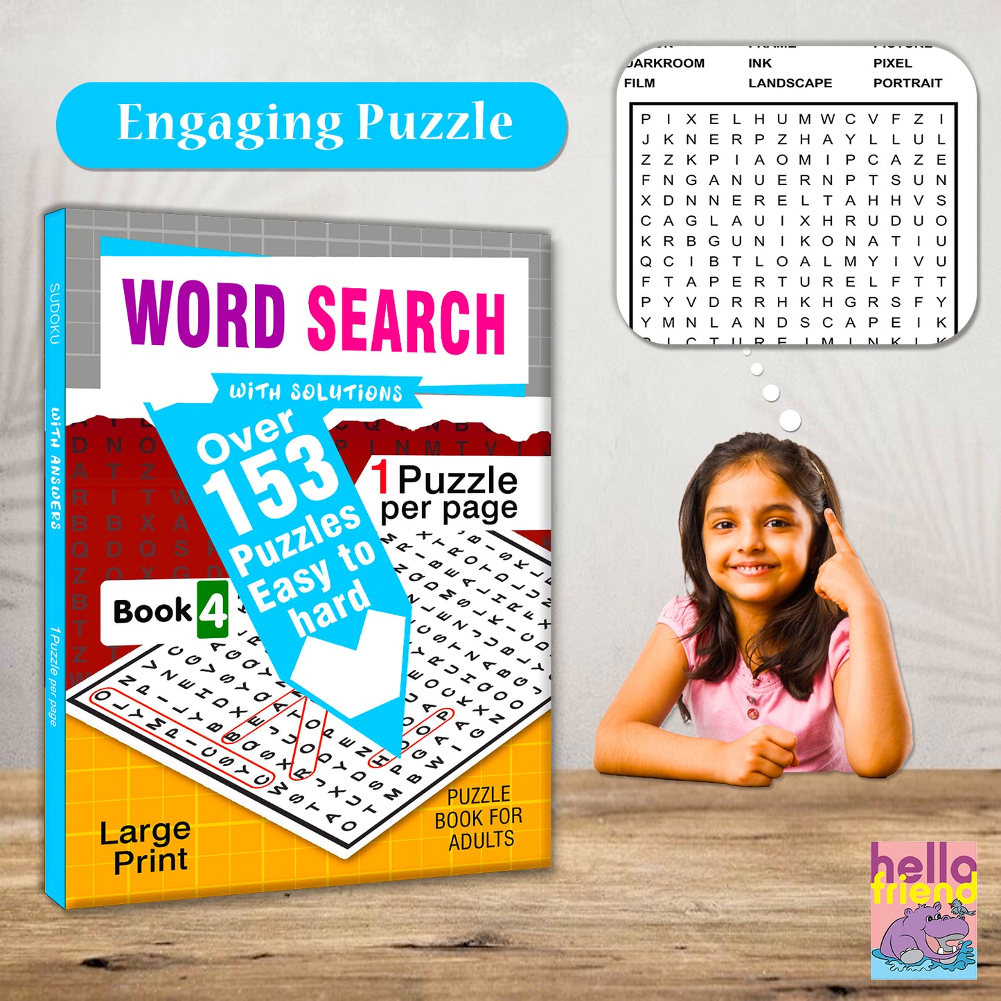 Word Search Puzzles Book 4 with Solutions - Interior Word Search Pages Spread