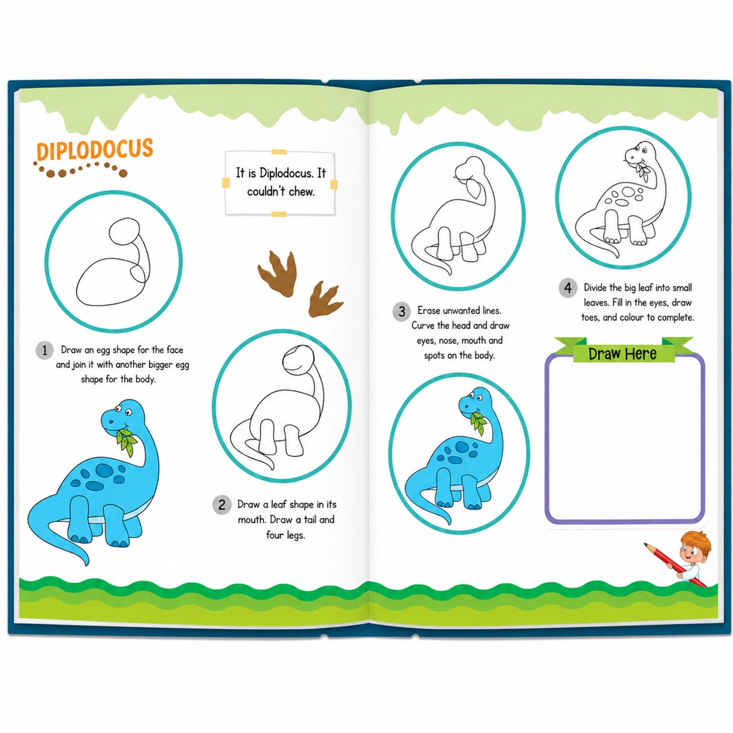 How to Draw Dinosaur Book | Step-by-Step Dinosaur Drawing Book for Kids | Learn to Draw Activity Book