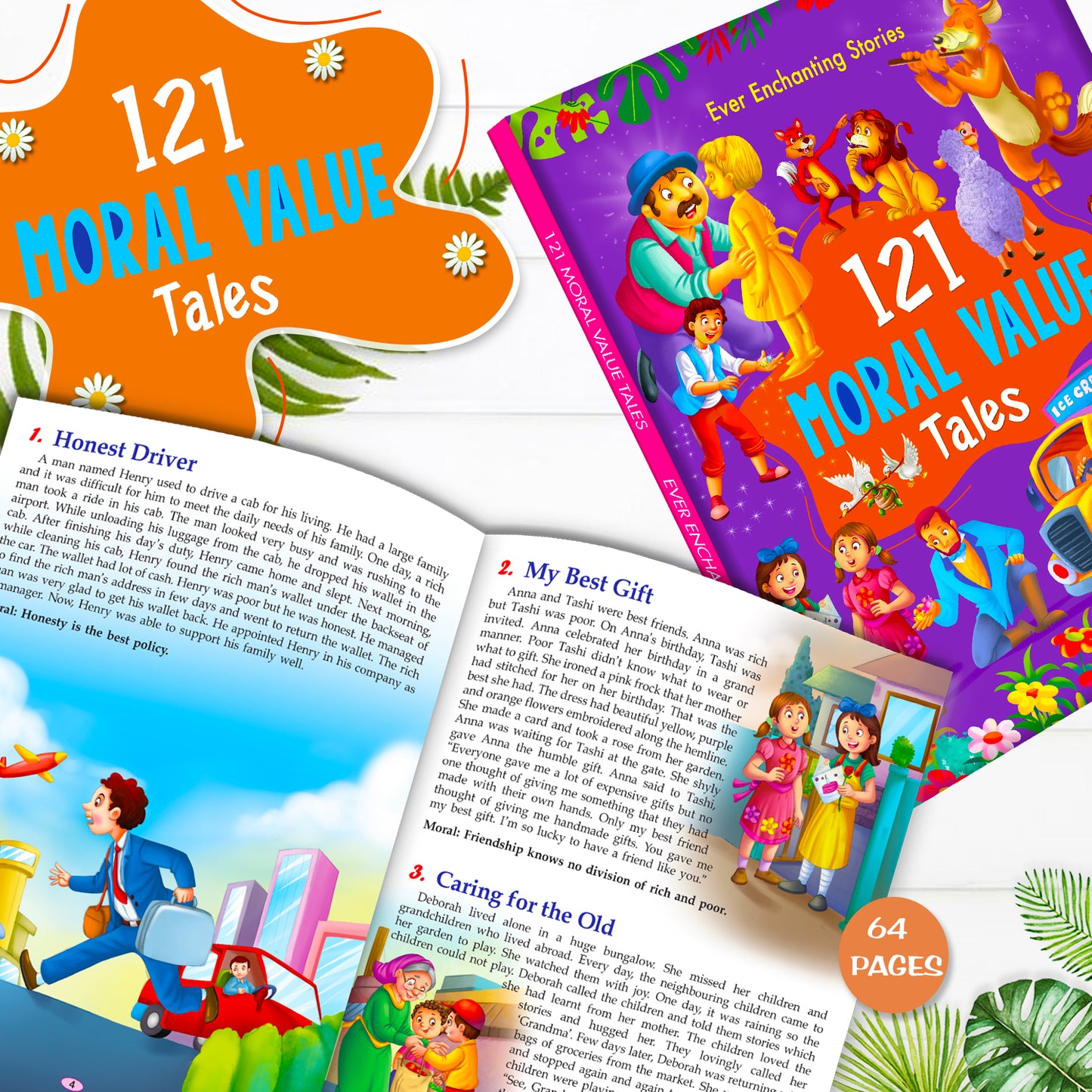 121 Moral Value Stories | Illustrated Bedtime Story Book for Kids