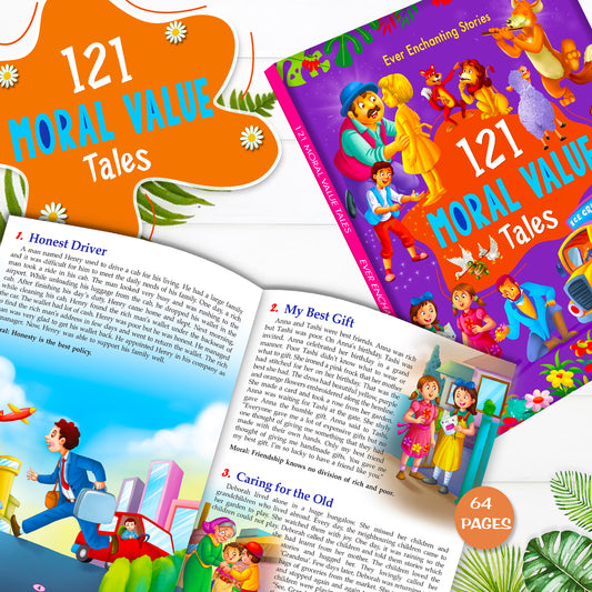 121 Moral Value Stories | Illustrated Bedtime Story Book for Kids