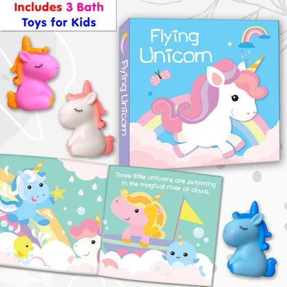 Flying Unicorn Bath Book | Waterproof Interactive Bath Book for Babies & Toddlers | Soft Cloth Bath Book