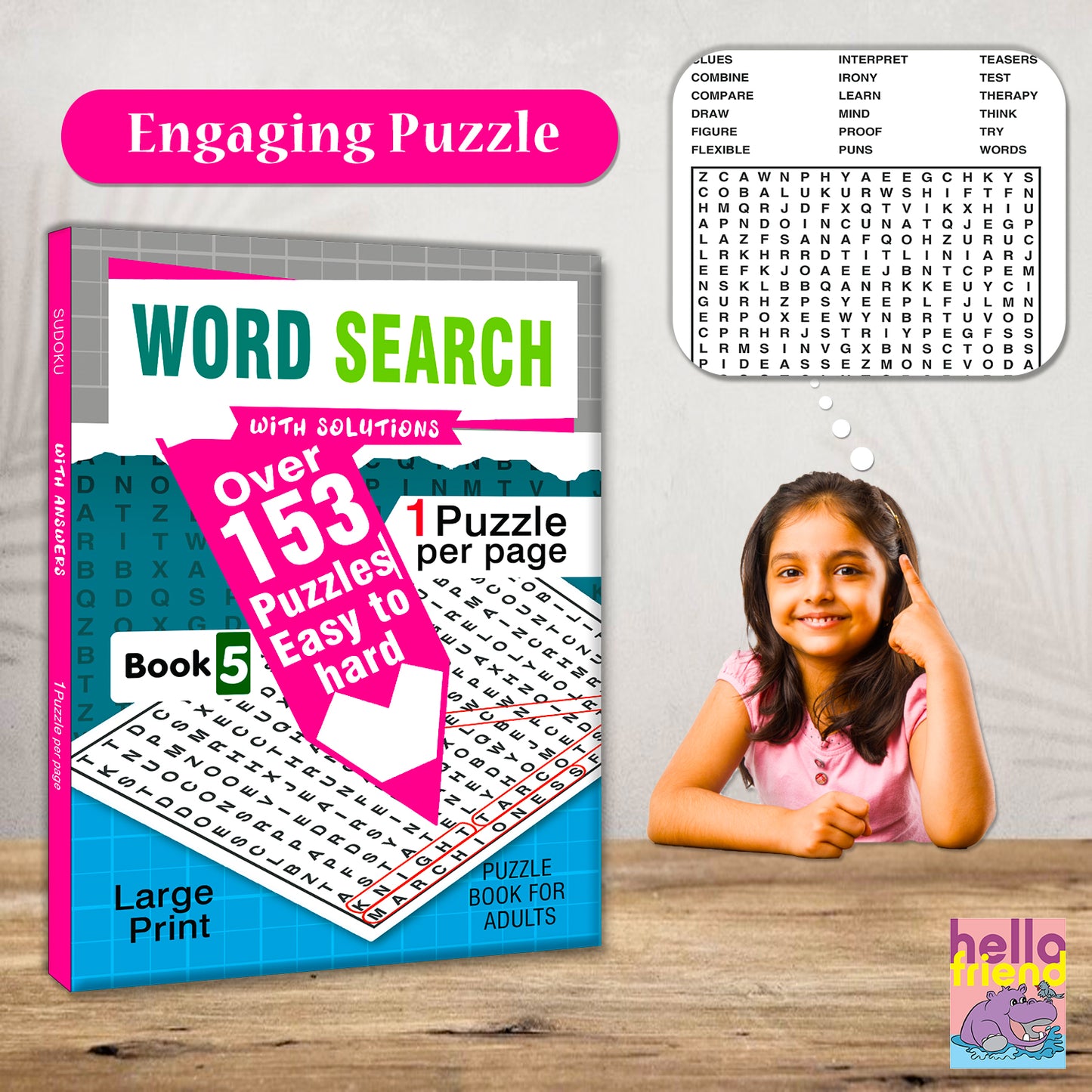 Word Search Puzzles Book 5 with Solutions - Interior Word Search Pages Spread