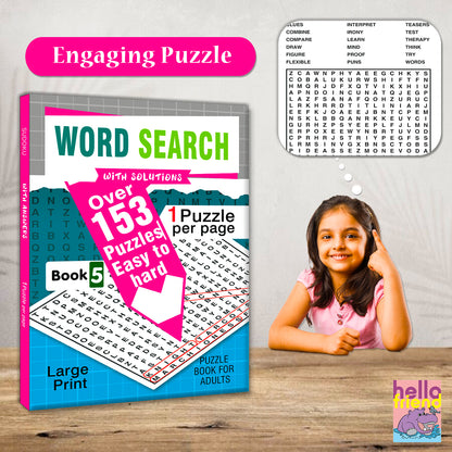 Word Search Puzzles Book 5 with Solutions - Interior Word Search Pages Spread